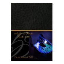 Venedig-Maskerade-Masken-Blau Placecard Visitenkarten Vorlagen