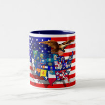Vereinigte Staaten kennzeichnen Kaffeetasse