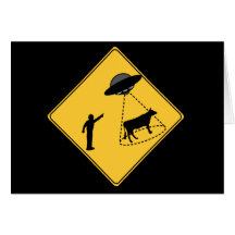 Verkehrsschild-Kuh und UFO Karte