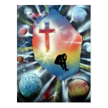 Verlassene Zahl buntes Universum-Kreuz Postkarten