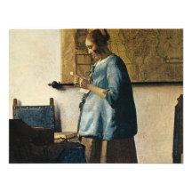 Vermeers Frau im Blau einen Brief ca.1665 lesend Personalisierte Einladungskarten