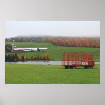 Vermont-Bauernhof-Herbst-Nebel Posterdrucke