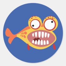 Verrückte Fische Runder Aufkleber