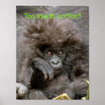 Verrückter Haar-Affe zu viel Kaffee-Plakat