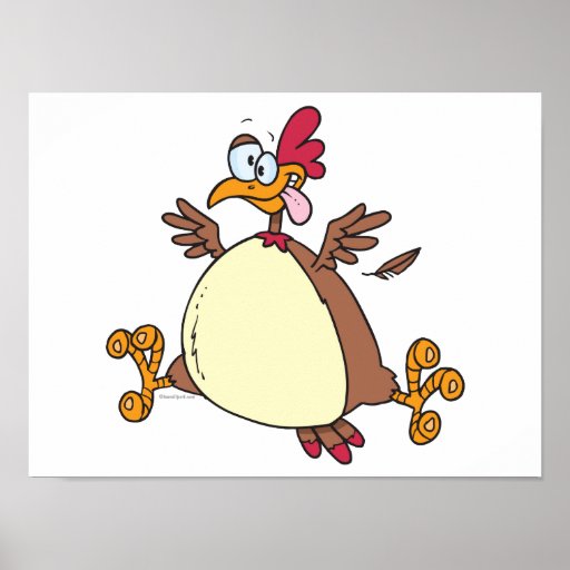 verrückter Huhnhenne-Cartoon Poster