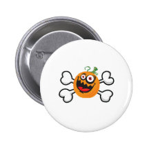 Verrückter Kürbis-Totenkopf mit gekreuzter Knochen Anstecknadelbuttons