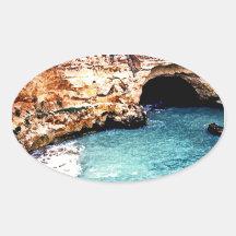 Verschwindener Strand - Tal Covo - Algarve Portuga Ovaler Aufkleber