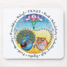 "Vertrauens" Pfau u. -tiger Mauspad