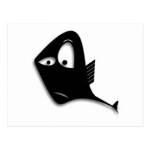 Verwirrter schwarzer Fisch-Cartoon Postkarten