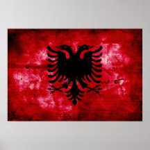 Verwitterte Albanien-Flagge Posterdruck