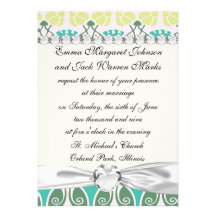 verzierter mit Blumendamast des Shabby Chic Personalisierte Ankündigungskarte