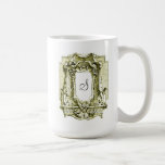 Verzierter Vintager Monogramm-Becher Kaffee Tasse