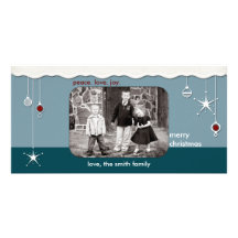 Verzierungen u. Schnee-Weihnachtsgruß Bilderkarte