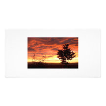 Vibrierender roter Sonnenuntergang Foto Karten Vorlage
