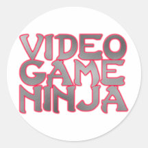 VIDEOSPIEL NINJA (rot) Runder Aufkleber