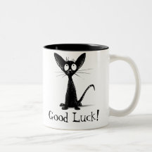 Viel Glück-schwarze Katzen-Becher Kaffeehaferl