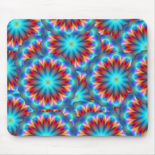 Viele blaues Blumen-Fraktal Mousepad