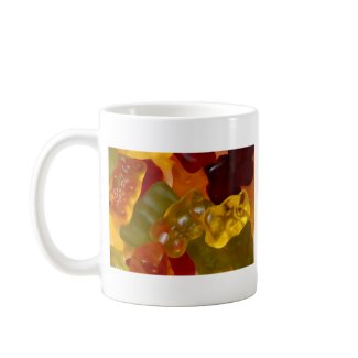Viele bunte Gummibärchen Kaffee Haferl
