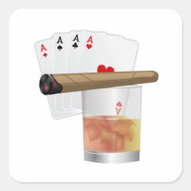 Vier Asse u. eine Zigarre Quadratsticker