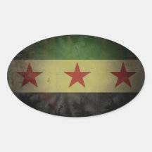 VIER Grungy Syrien Flagge Ovale Aufkleber