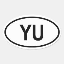 VIER Jugoslawien "YU " Ovale Aufkleber