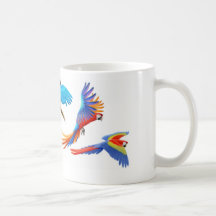 Vier Macaws-Becher Kaffee Tassen