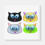 Vier niedliche Katzen Magnete