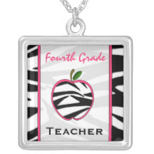 Vierte Grad-Lehrerzebra-Druck-Apple-Halskette