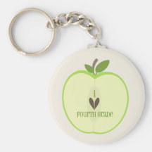 Vierter Grad-Lehrer Keychain - grünes Apple halb Schlüsselband