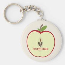 Vierter Grad-Lehrer Keychain - rotes Apple halb Schlüsselanhänger