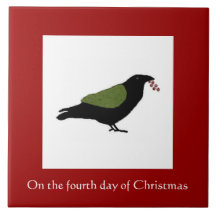 Vierter Tag der Weihnachtsfliese - nennender Vogel