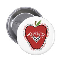 Viertes Grad-Lehrer-Rot Apple Button
