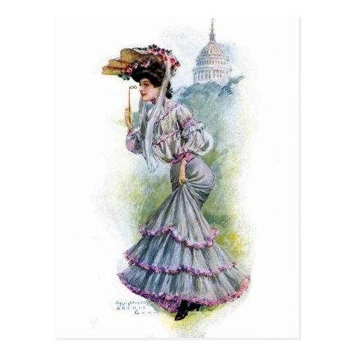 Viktorianische Dame im Lavendel-Kleid Postkarte
