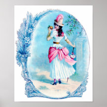 Viktorianische Dame im rosa Kunst-Druck Posterdruck