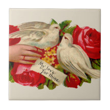 Viktorianische Liebe-Vögel Kacheln