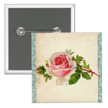 Viktorianische Rose und Damast Anstecknadelbutton