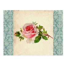 Viktorianische Rose und Damast Postkarte