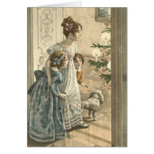 Viktorianische Weihnachtskarte - Familie
