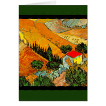 Vincent van Goghlandschaft u. -haus erhöht Grußkarte