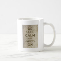 Vintag behalten Sie Ruhe und machen Sie weiter Teetasse