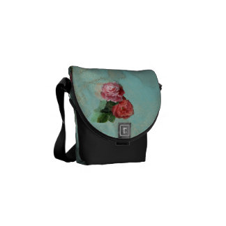 Vintag, Blume, mit Blumen, Rosen, messener Tasche Kurier Tasche