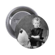 Vintag - Junge, der mit Huhn raucht Button