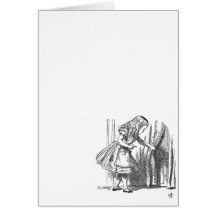 Vintage Alice im Wunderland, die nach der Tür such Grußkarten