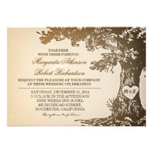Vintage alte Eichenbaum-Hochzeitseinladungen
