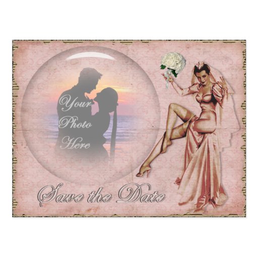 Vintage altmodische Hochzeits-Braut Save the Date Postkarten