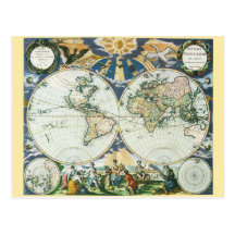 Vintage antike alte Weltkarte durch PieterGoos, 16 Postkarten
