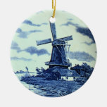 Vintage antike blaue Fliese Delfts - Windmühle Weihnachtsornament