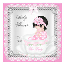 Vintage Baby Shower Girl Pink Baby Teacup lace einladungen