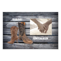Vintage barnwood Cowboystiefel-Landhochzeit Fotos