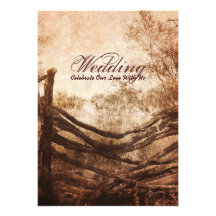 Vintage Bauernhofzaun-Western-Landhochzeit Individuelle Ankündigskarten